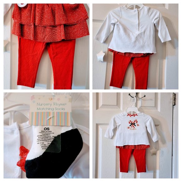 NWT Candy Canes "Sweet" Christmas/Holiday Two Piece w/Matching Socks-Sz 6 mos! - Picture 1 of 15
